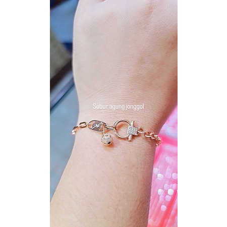 Gelang ferragamo rantai agogo kombinasi nikita linea gold asli cantik manis