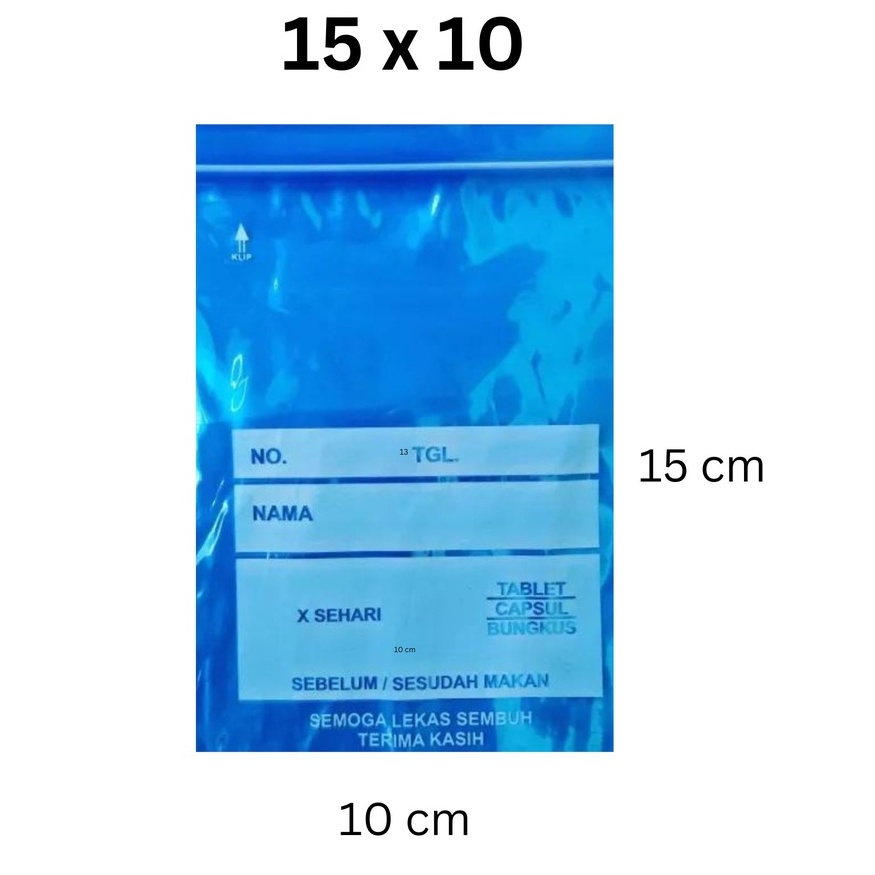 Plastik Klip Obat 15 x 10 Biru Sablon 15x10 Plastik Klip 15cm x 10cm Plastik Obat 15 x 10 Plastik Kl