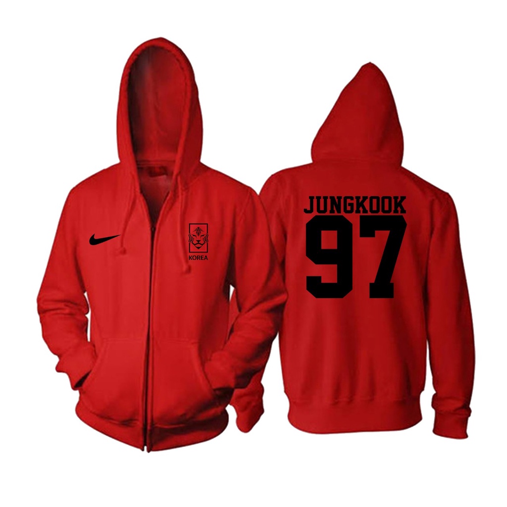 Jaket zipper Bangtan JK Logo Korsel Macan Qatar 2022 Jungkook 97