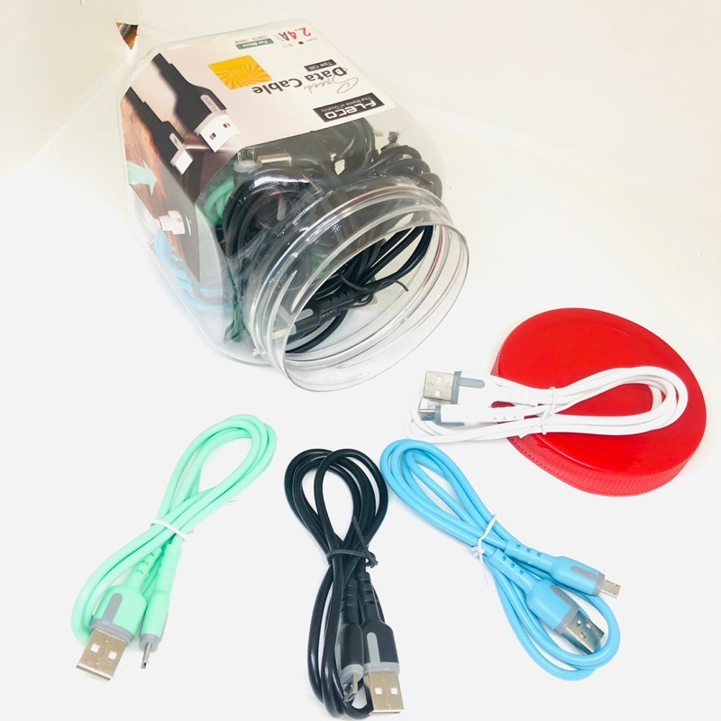 Pertoples Isi 15Pcs Kabel Data Toples Fleco T126 Micro T127 Type C Fast Charging 2.4A Promo Sen Kabel Data Pertoples Murah Meriah