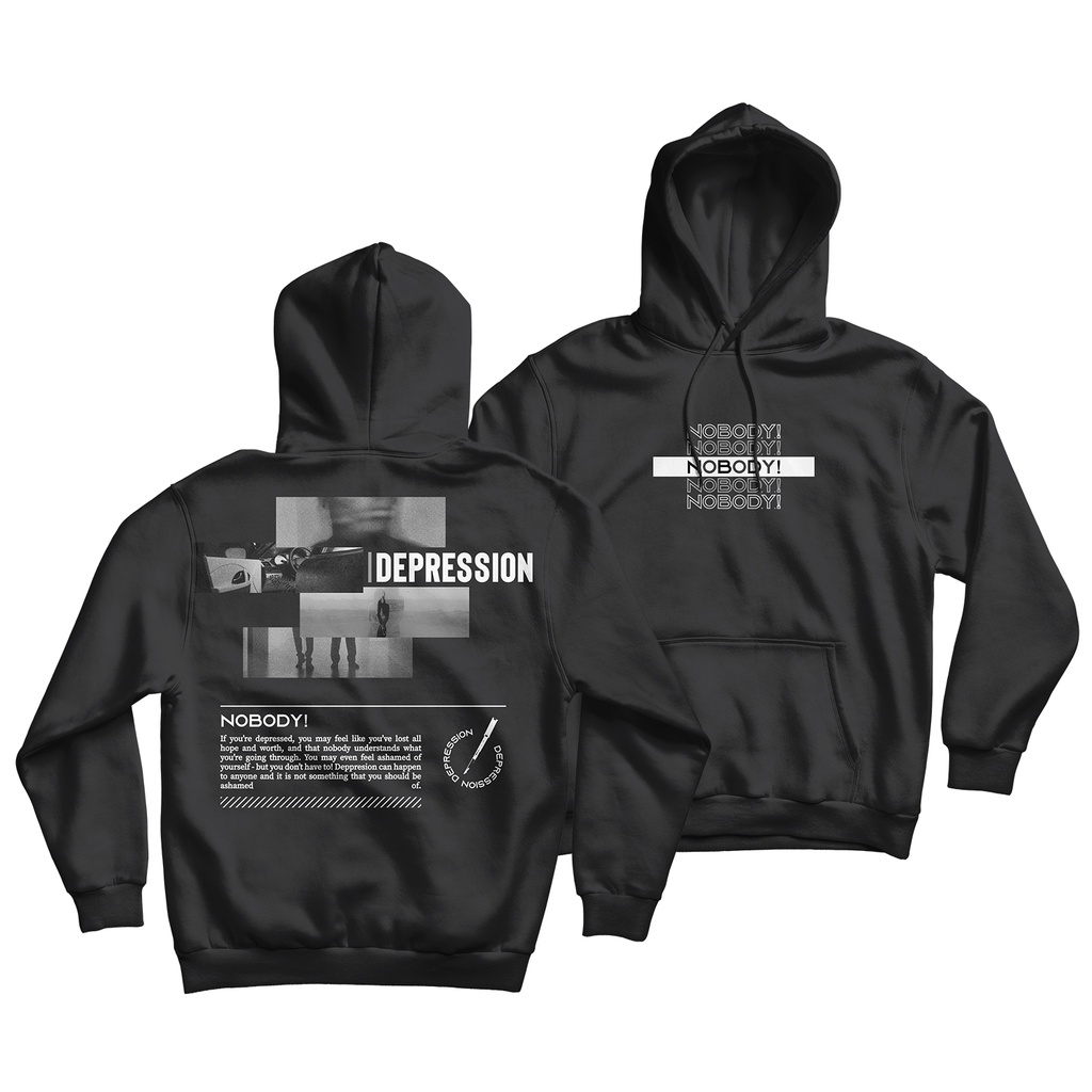 Sweaterpolos Hoodie Jumper DEPRESSION ( Sablon ) Unisex Pria &amp; Wanita