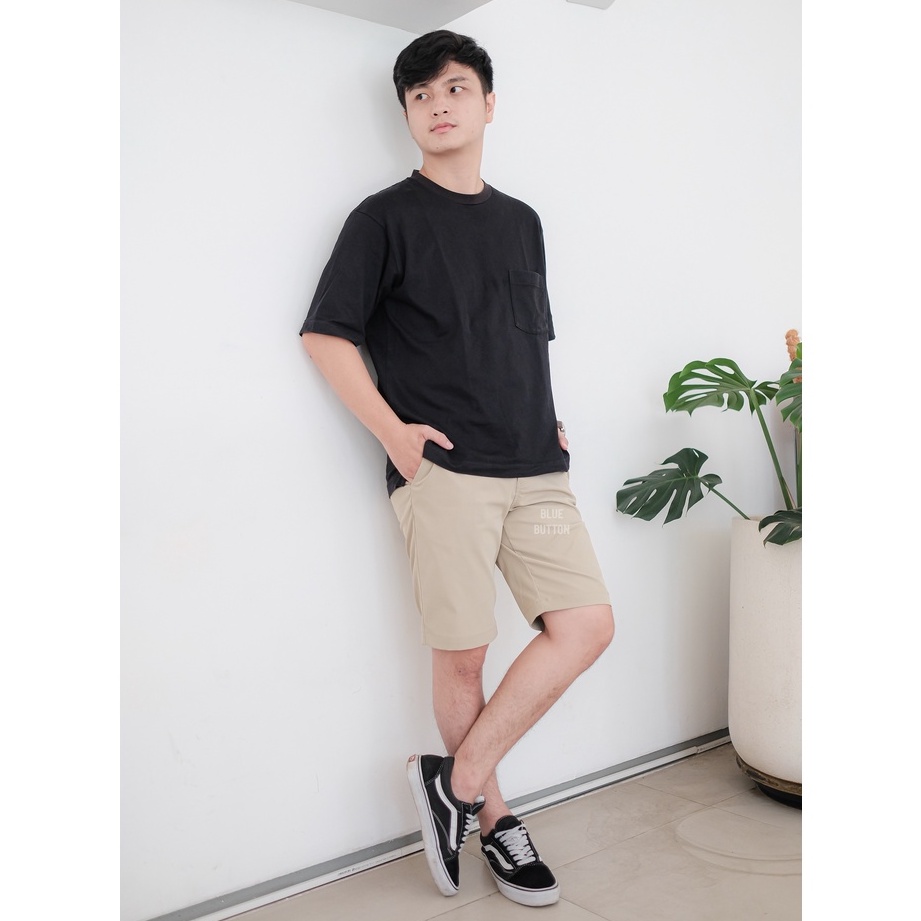 BlueButton Celana Pendek Pria | Short Pants | Board Short | Celana Pendek Chino Khaki