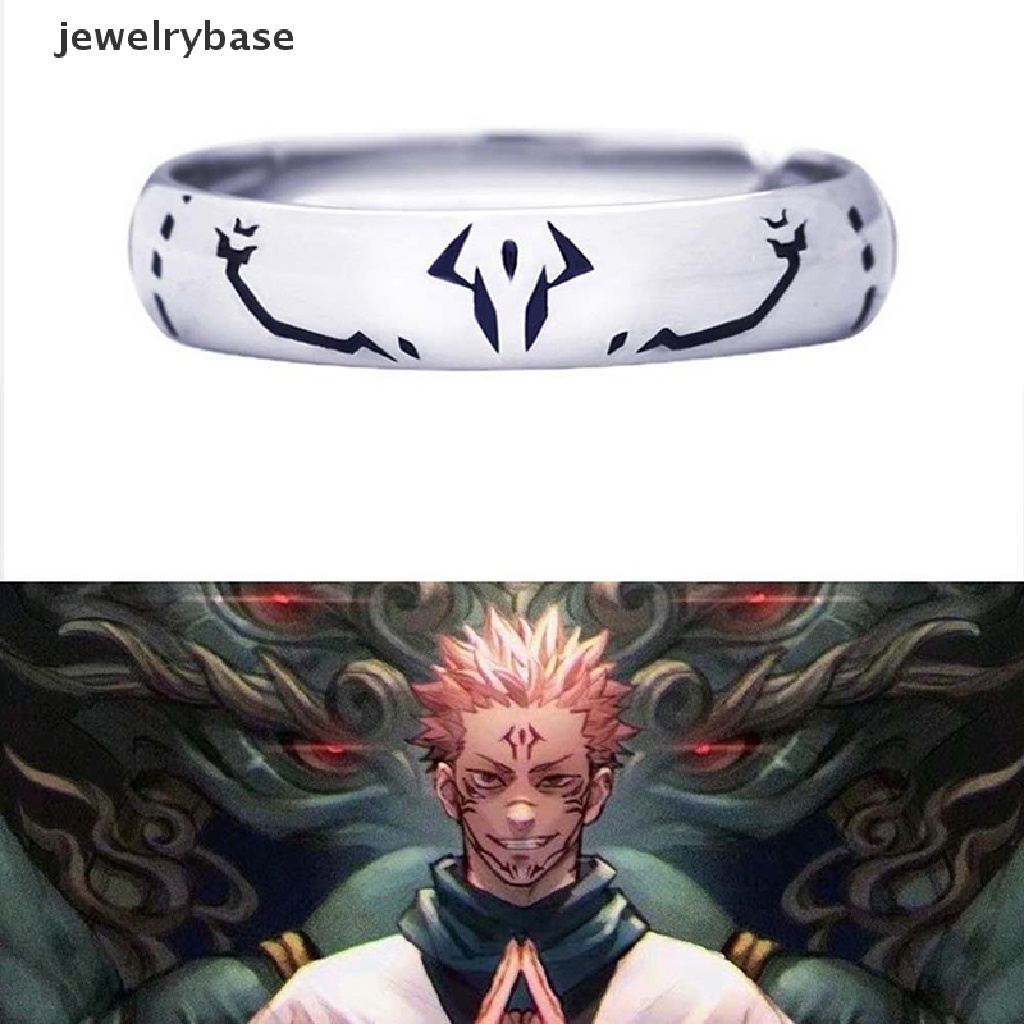 Cincin Cosplay Anime Jujutsu Kaisen Ryomen Sukuna Itadori Yuji Model Terbuka Dapat Disesuaikan Bahan Logam Untuk Unisex