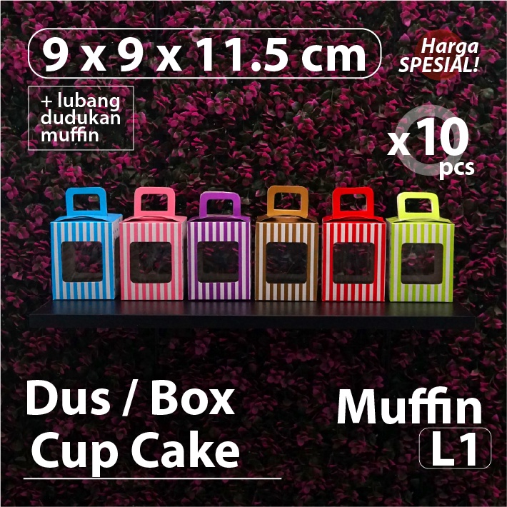 

Paket 10 pcs - Box Muffin L1 - Dus Cupcake Lubang Motif - Warna Warni