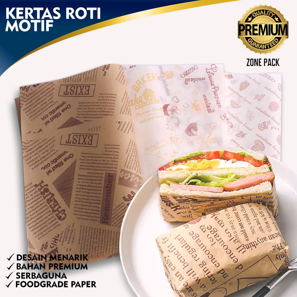 

[ 10 LEMBAR ] Kertas Roti Motif 28 x 38 CM | Alas Roti Sandwich | Baking Paper Motif | Wrapping Paper Foodgrade | Alas Makanan Roti / Kue