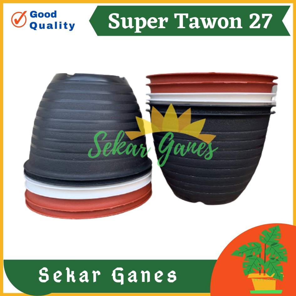 GARDEN OF LOVE - Pot Super Tawon 27 cm 27cm Putih Cokelat Hitam Coklat Termurah