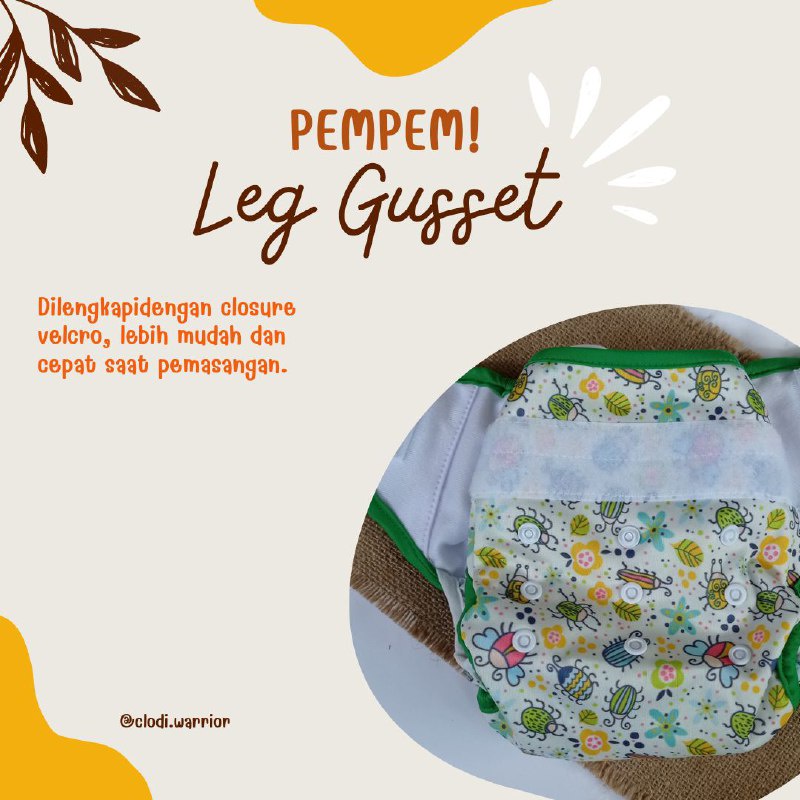 Clodi Pempem Leg Gusset - Popok Bayi Cloudy Clody Cuci Ulang Insert Bambu