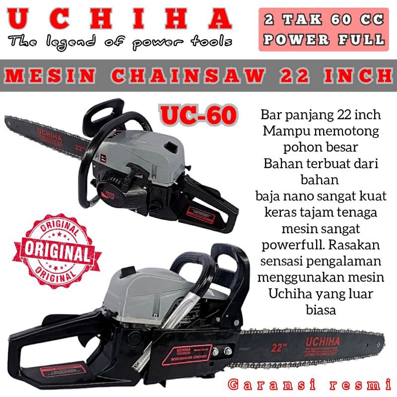 CHAINSAW 22INC MESIN GERGAJI KAYU POHON RANTING MERK UCHIHA TYPE UC-60