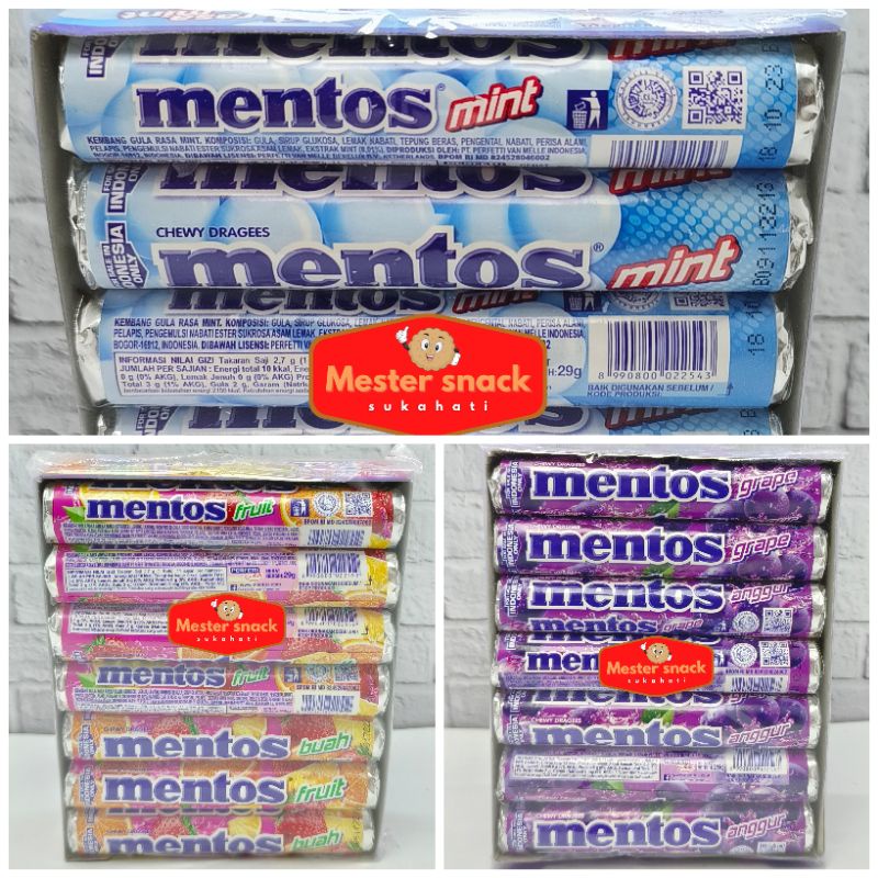 Permen Mentos roll 29 gram | Permen Mentos Roll | Mentos Roll | Mentos Buah | Mentos Mint | Mentos Anggur