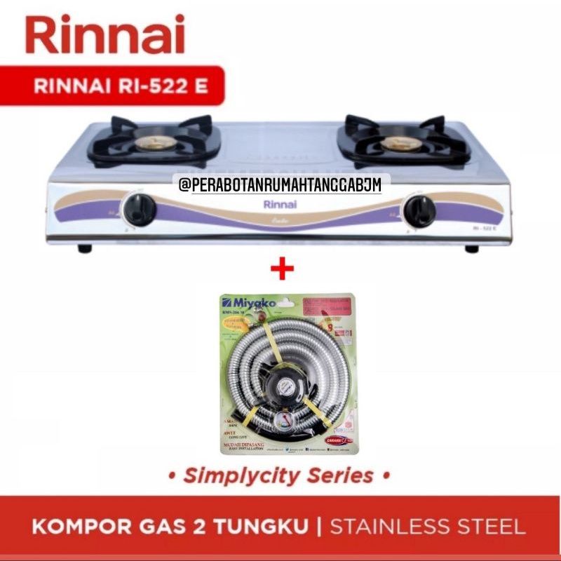 Kompor gas 2 tungku rinnai RI 522E Garansi 1tahun