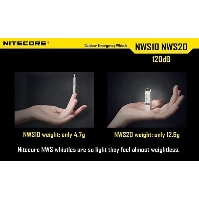 Peluit Titanium NITECORE NWS10 Emergency Whistle Ringan 120db Premium