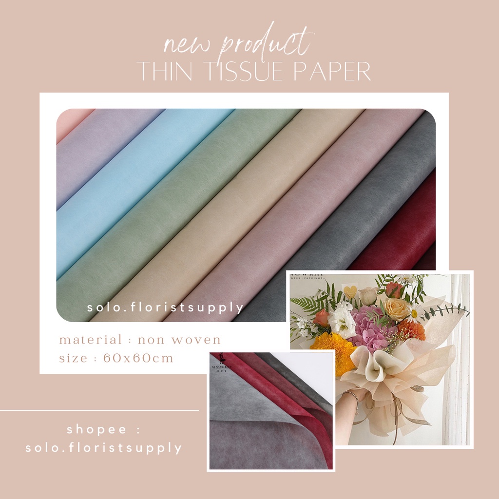 

[SW] 60X60CM THIN TISSUE PAPER FLOWER WRAPPING PREMIUM NONWOVEN NON WOVEN KERTAS BUKET TEBAL PEMBUNGKUS BUNGA FLOWER WRAPPING CELLOPHANE KERTAS BUKET PEMBUNGKUS BUNGA WRAPPING PAPER CRAFT RUSTIC FLORIST HANDBOUQUET PAPER WATERPROOF FLORALWRAP