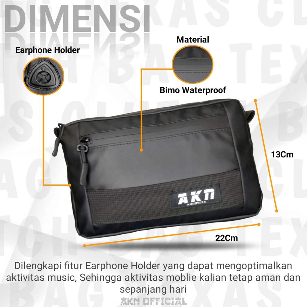 AKN Official - Clutch Bag Texas Pouch Pria Wanita Hand Bag Waterproof