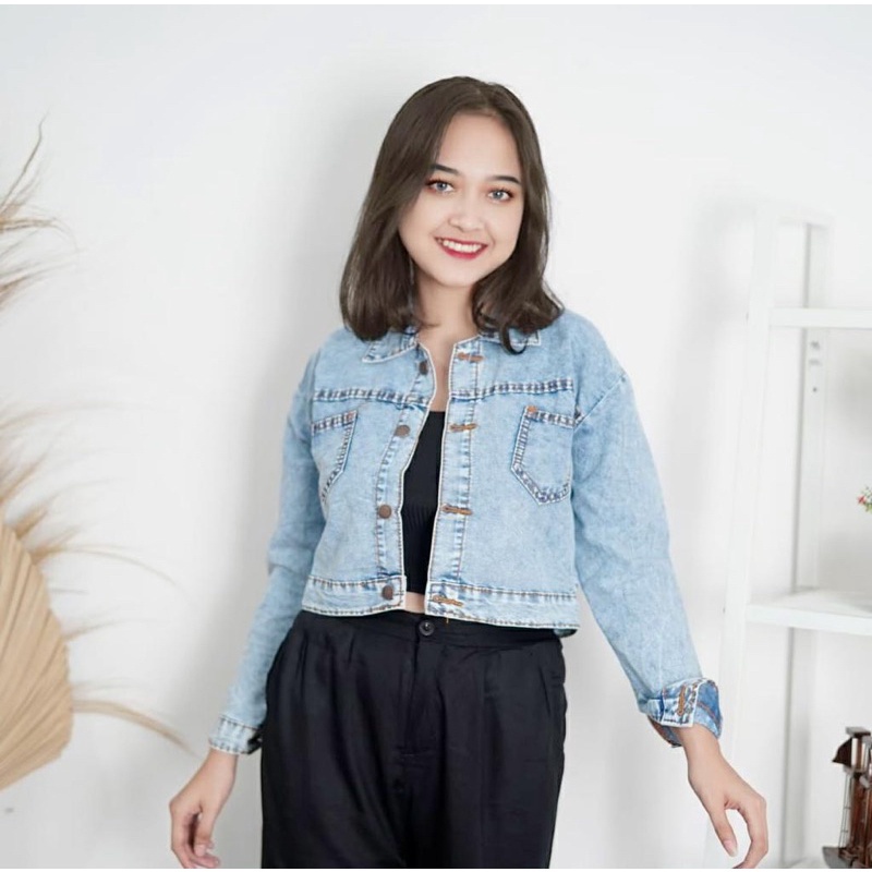 BEFAST - ZFS OOTD Jacket ALINA / AERI CROP JEANS JACKET / Jaket Denim Crop Wanita Terbaru / Pakaian Wanita Casual / Jaket Crop Polos / Fashion Kekinian Remaja ABG / Jaket Crop Trendy / Outfit Wanita Terlaris