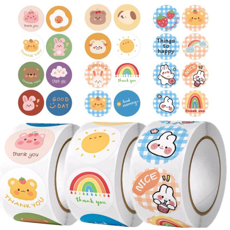 

1Roll (isi 500Pcs) Sticker reward anak 2,5cm/ sticker ultah birthday/ label sticker