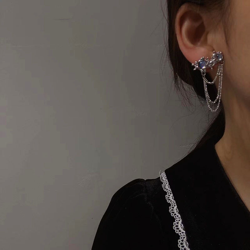 Anting Tusuk Gantung Desain Batu Moonstonerumbai Gaya Mewahharajukukorea Untuk Wanita