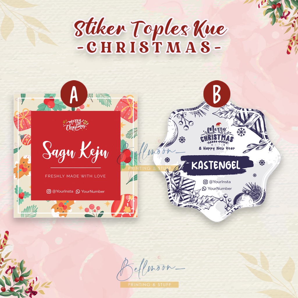 

STIKER TOPLES KUE CHRISTMAS - Sticker label packaging natal tahun baru