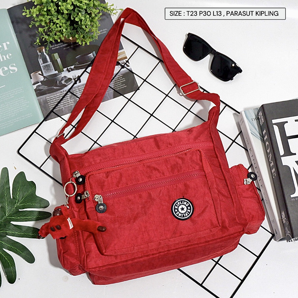 12.12 COD Ready Stock Tas Selempang Besar Banyak Kantong Resleting Cewek Wanita Model parasut Casual Murah SMG