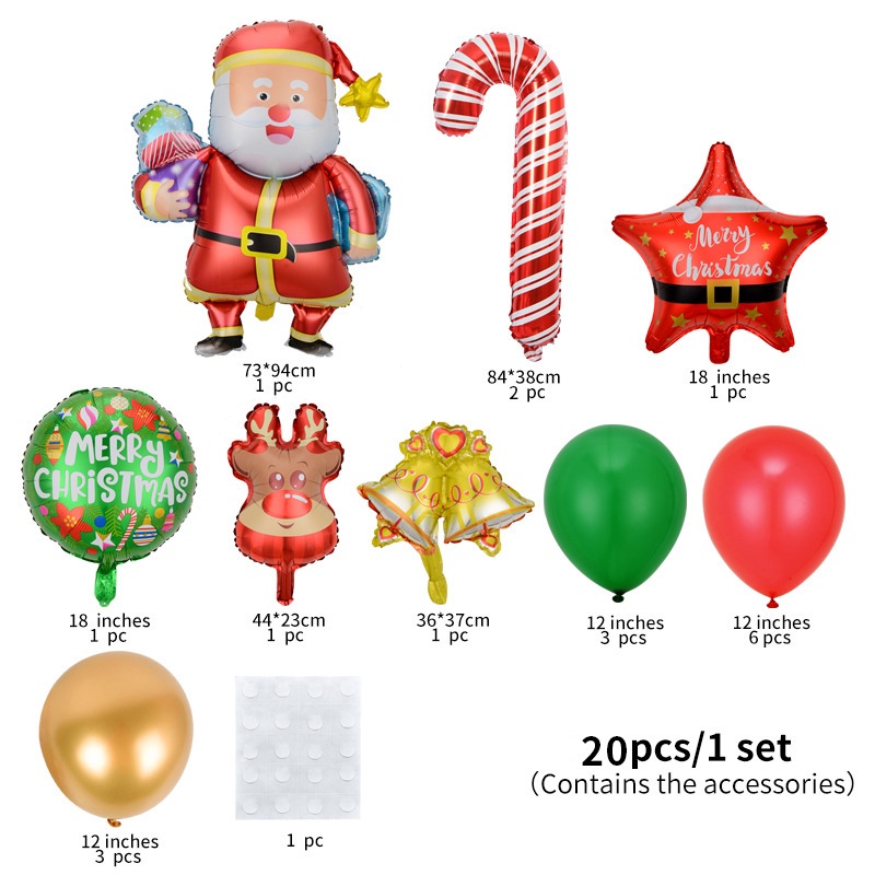 25pcs / Set Balon Foil Desain Santa Claus Snowman Elf Elk Untuk Dekorasi Natal