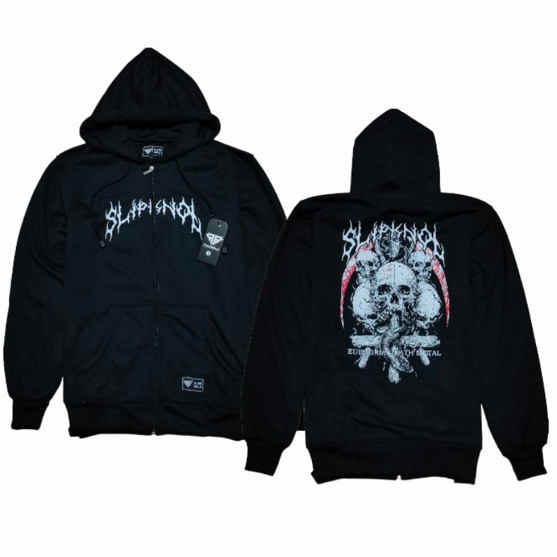 Hoodie Zipper pria Metal HARDCORE RNSBLD