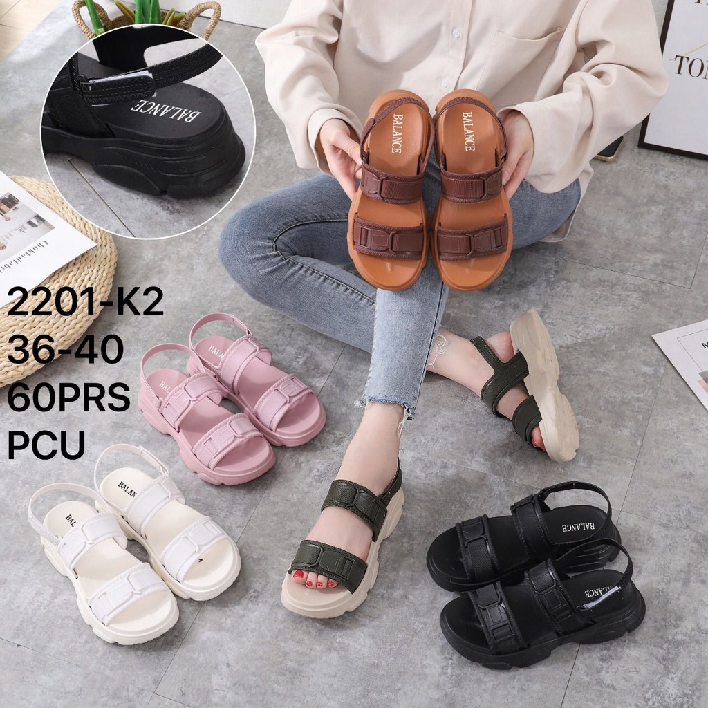 Sandal tali wedges wanita sendal jelly perempuan terbaru ori produk impor balance 2201-K2