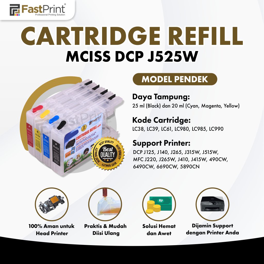 Cartridge MCISS LC12 Compatible PrinterJ525W J425W J430W Pendek Kosongan