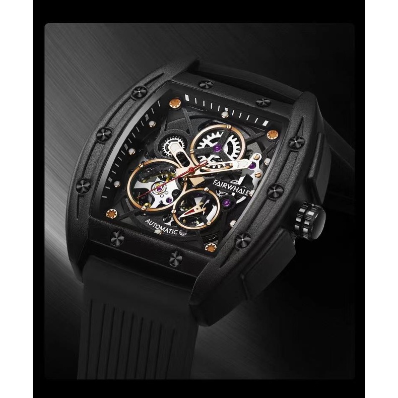 Mark Fairwhale Automatic Tourbillon Watch for Men Mechanical Skeleton Tourbillon Mens Watch Waterpro