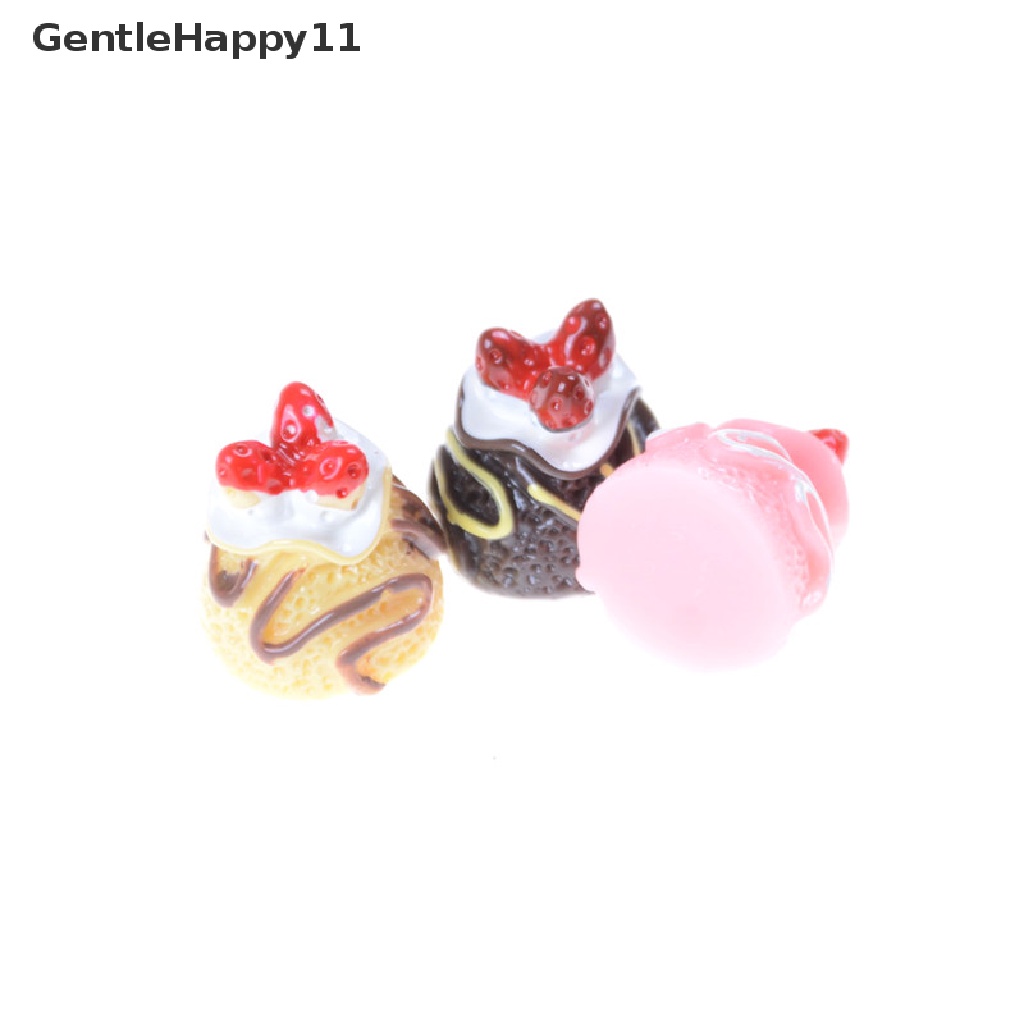 Gentlehappy 5pcs Dessert 3D Resin Cream Kue Miniatur Aksesoris Rumah Boneka id