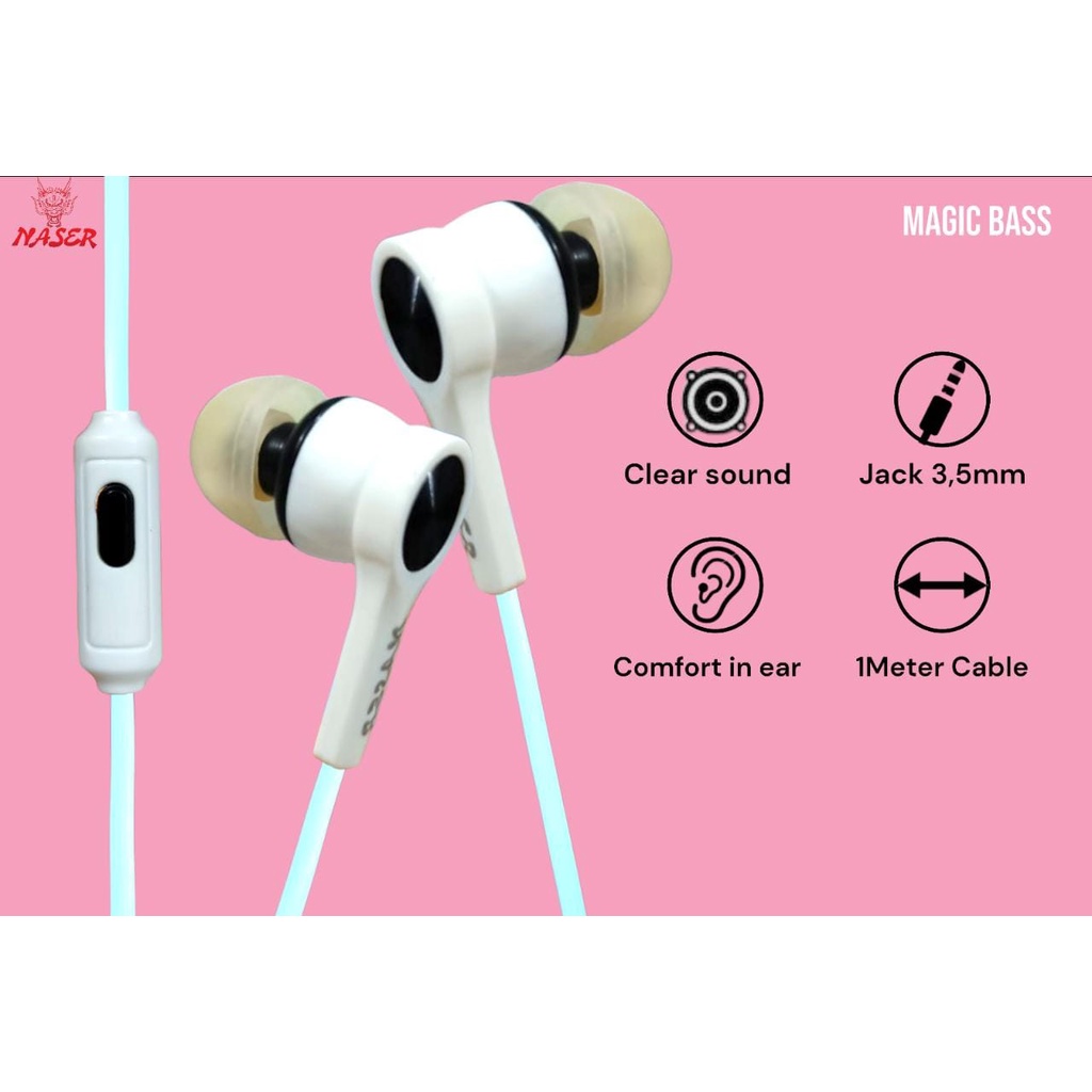 Handsfree NASER Magic Bass/Headset/Earphone Magic Bass-High Quality/PRODUK ORIGINAL