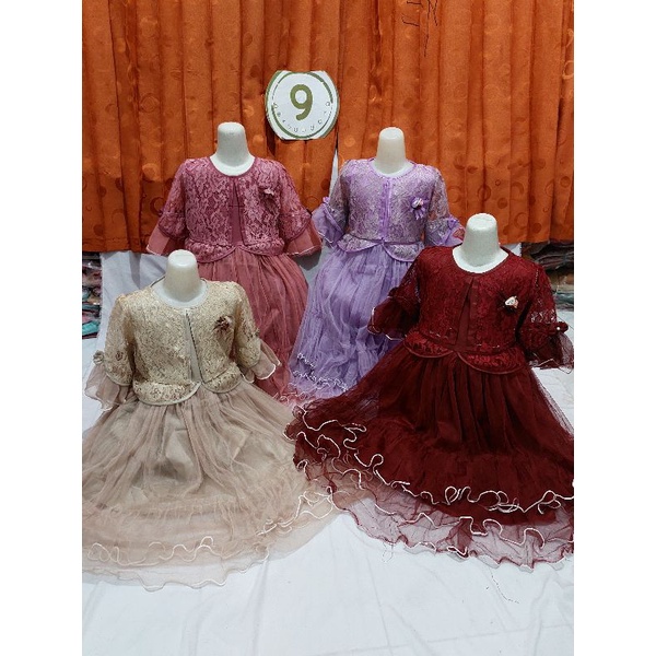 DRESS ANAK LENGAN 3/4 MODEL ROMPI MIX TILE