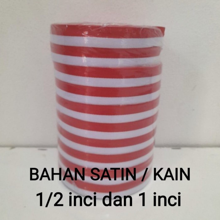 

Buruan beli] Pita merah putih satin 1/2 in 1 in 1.2cm 2.5cm RIBBON bahan kain bende