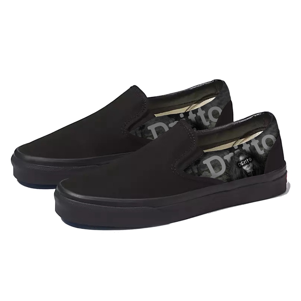 Dritto Slip on - Sepatu Slip On &quot;Nikkori&quot; - Full Black