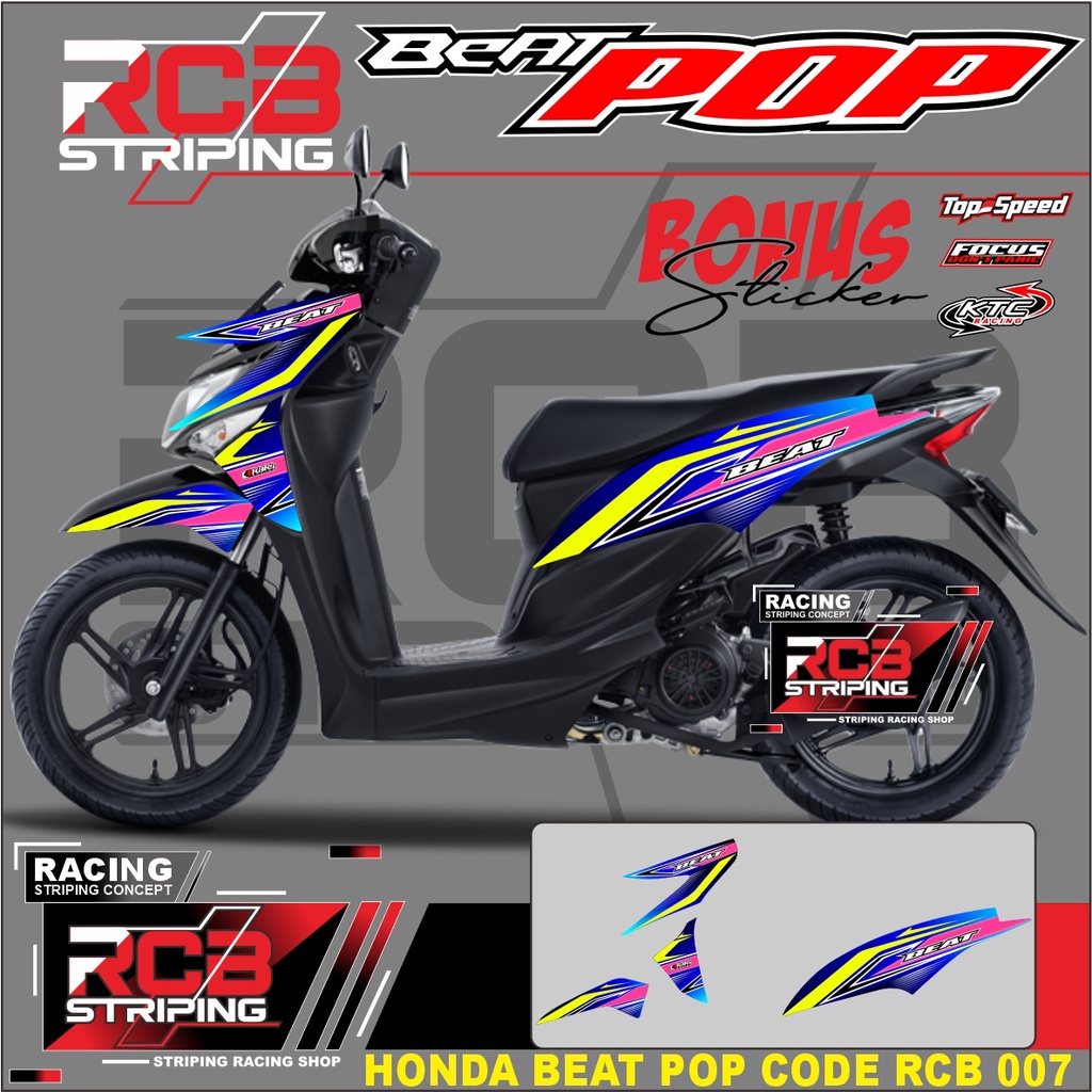 Striping Beat Pop // Stiker Skotlet Motor Stiker Sticker Skotlet Motor Beat Pop Motif Racing RCB 007
