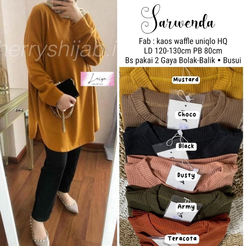 Sarwenda oversize atasan tunik, bahan kaos waffle uniqlo hq, Ld.120-130 Pb.80 by Laiqa