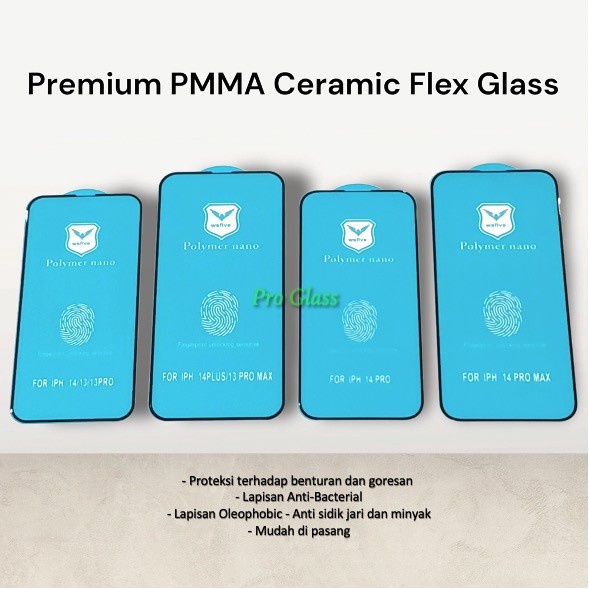 Iphone 14 14 PRO 14 PLUS 14 PRO MAX  PMMA Premium Ceramic AntiShock Flex Glass