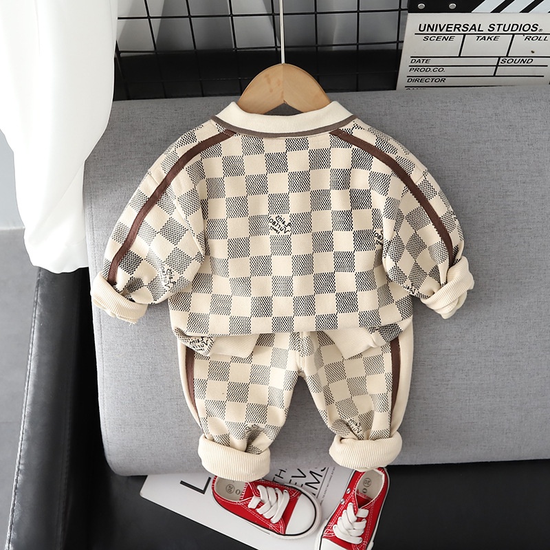 COD- Setelan baju anak laki laki impor korea/ setelan anak anak uisa 6 bulan - 4 Tahun / setelan anak Motif BoardCream