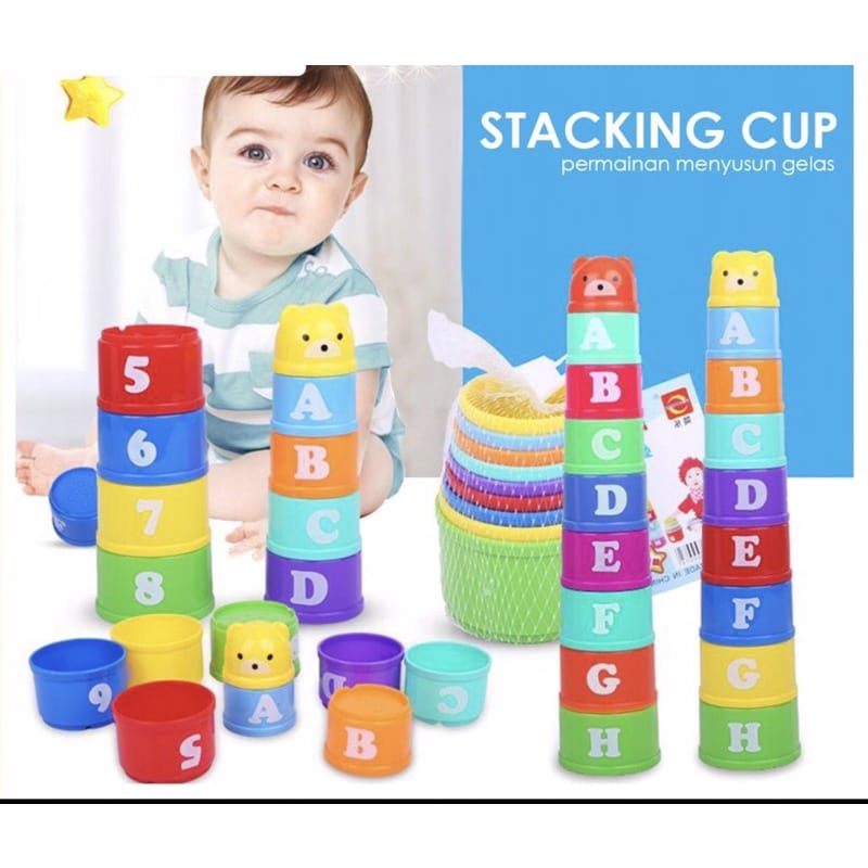 WE Mainan Anak Stacking Cup / Mainan Susun Gelas Warna Warni Toys / Mainan Edukasi Anak