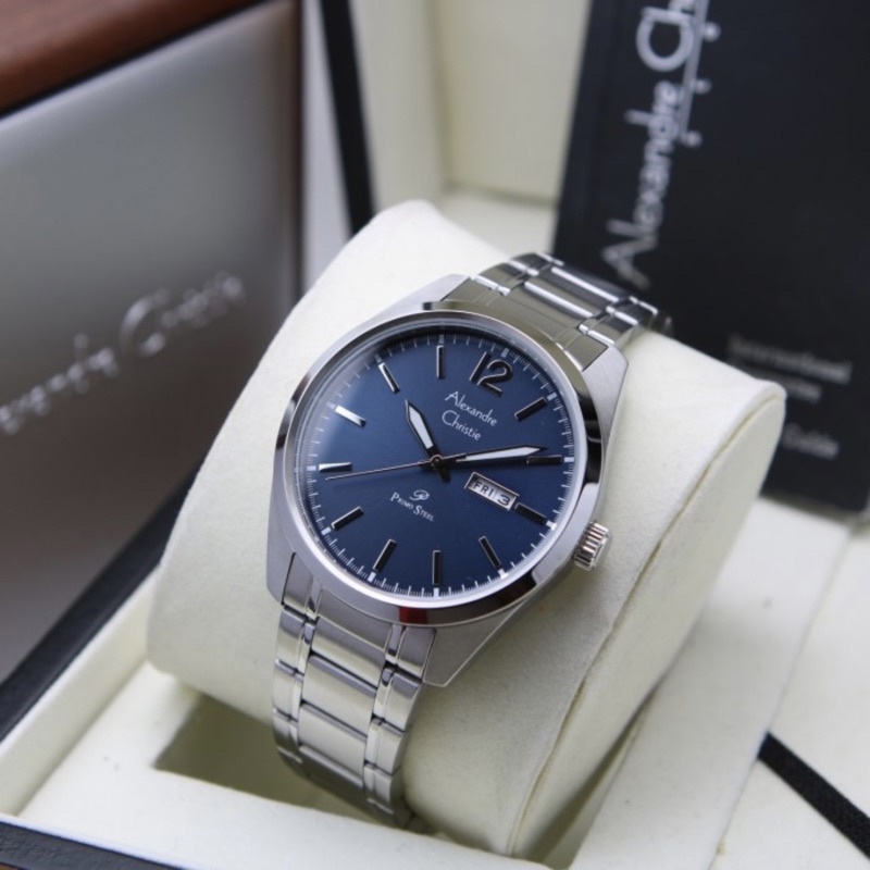 jam tangan pria alexander cristie original ac1012 silver plat blue