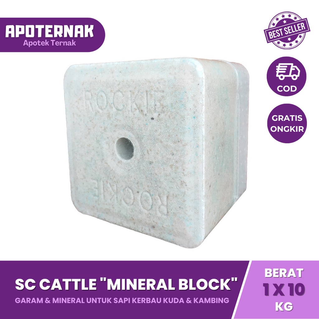 Mineral Blok SC CATTLE 10 kg | Mineral Sapi Kuda Kerbau Kambing Domba | ROCKIES Tithebarn