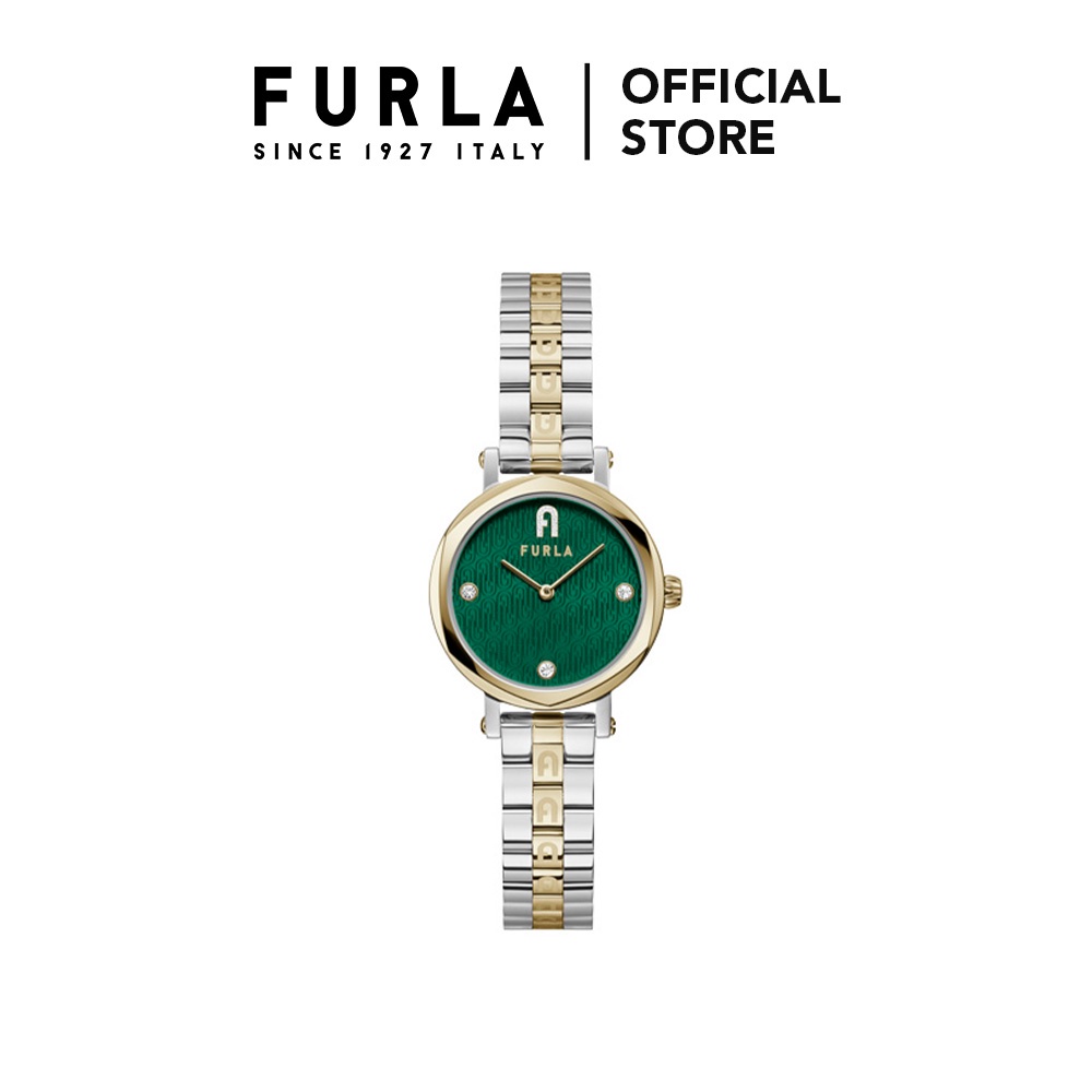 FURLA - Petite Shape Silver Tone/Gold Tone Case Green Dial Watch