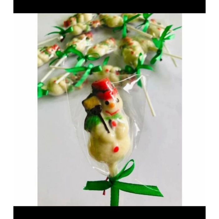 

cokelat lolipop stick snowman natal /manusia salju