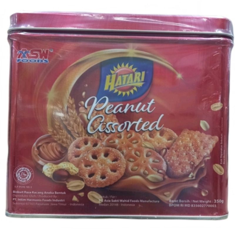 

Biskuit kaleng Hatari biscuit peanut assorted kacang tin 350gr