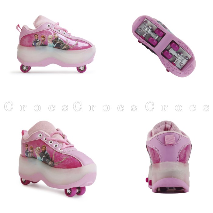 SEPATU RODA ANAK RODA 4 KARAKTER FROZEN - PINK