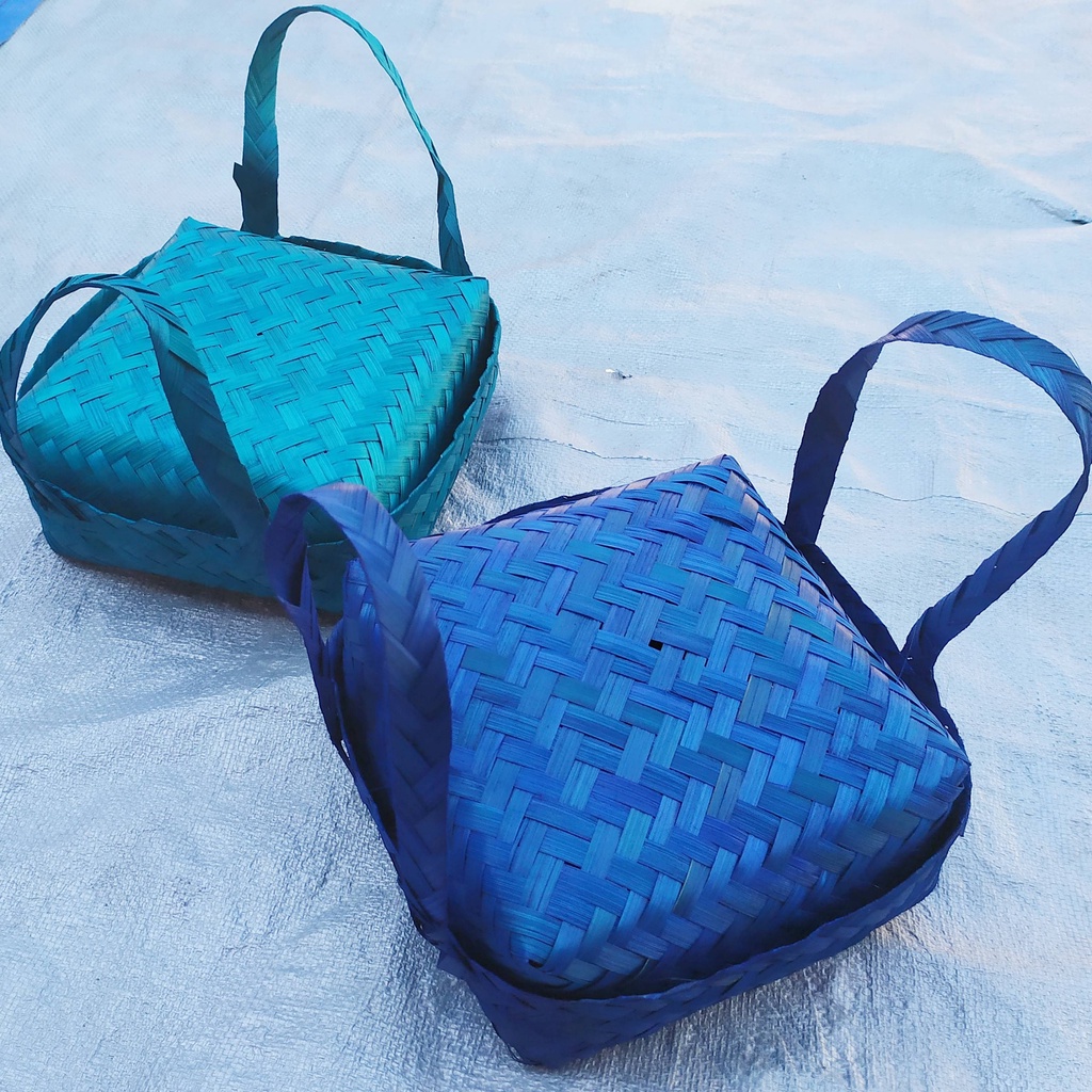 Besek Jinjing Warna 22 x 22 cm/Besek Jinjing Hias/Besek Jinjing Tanpa Hiasan/Besek Cangking Unik/Bes