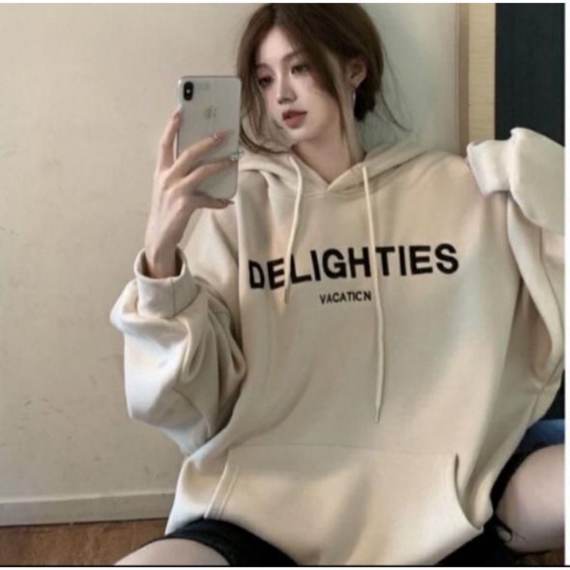 DELIGHTIES SWEATER HOODIE OVERSIZE CREWNECK WANITA