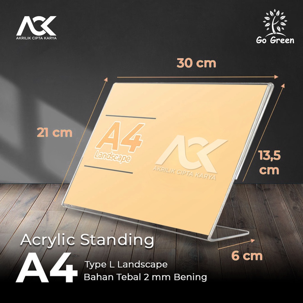 Jual Tempat Brosur Meja Akrilik A4 L Type Acrylic Tent Card Holder A4