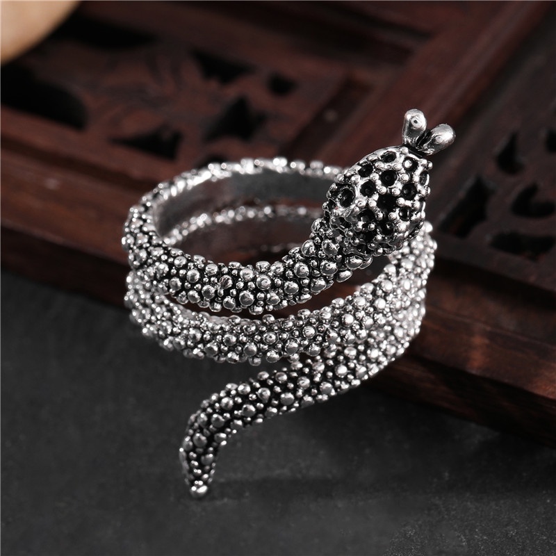 Cincin Multilayer Model Terbuka Desain Ular Gaya Hip hop