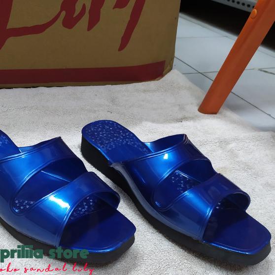 sandal lily 1340 - sandal jadul - sandal pria - Biru, 38