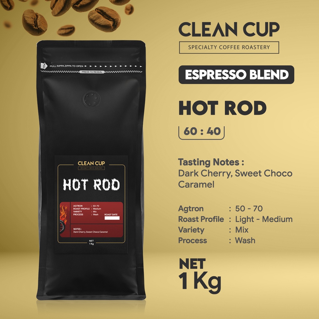 

Kopi Clean Cup Hot Rod House Blend Whole Bean 1kg