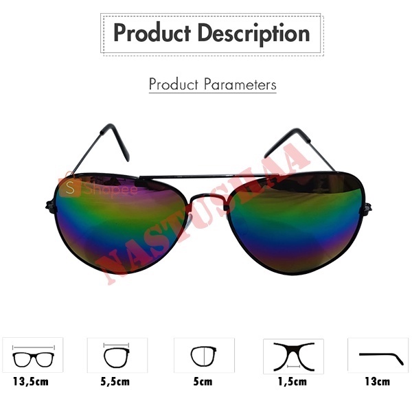 kacamata hitam fashion aviator pria wanita colorful mirror sunglasses unisex kaca mata gaya terlaris